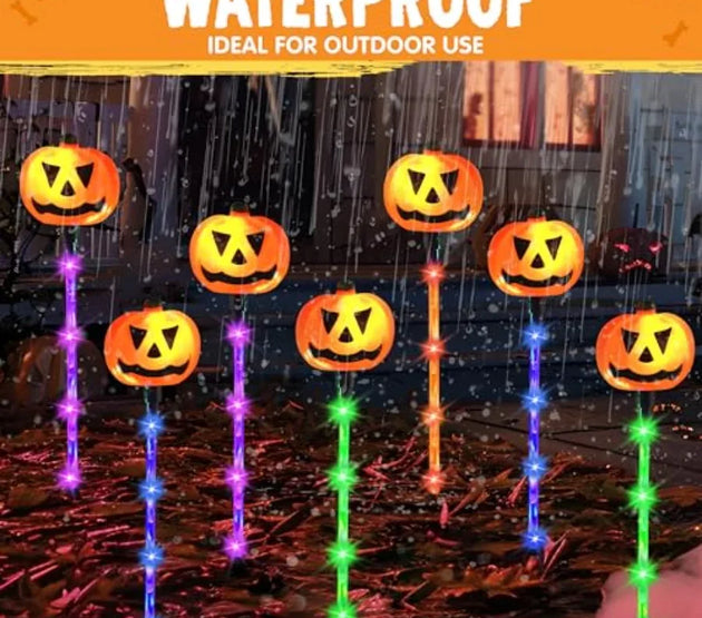 10 Pcs Halloween SolarPowered Pumpkin Pathway Lights for Outdoor Decorations 5 Color LED Illumination Ideal for Graveyard Porch