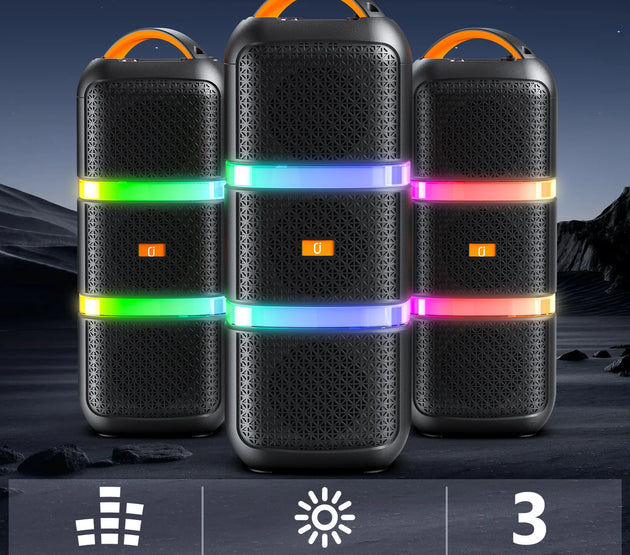 JYX Wireless Speaker, Portable Bluetooth Speaker, Karaoke Machine with 2 Microphone, LED Party Light