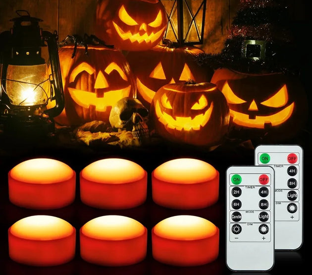LED Flameless Pumpkin Lights with Remote Control for Halloween Decorations: Flickering JackOLantern Lights with Timer Function
