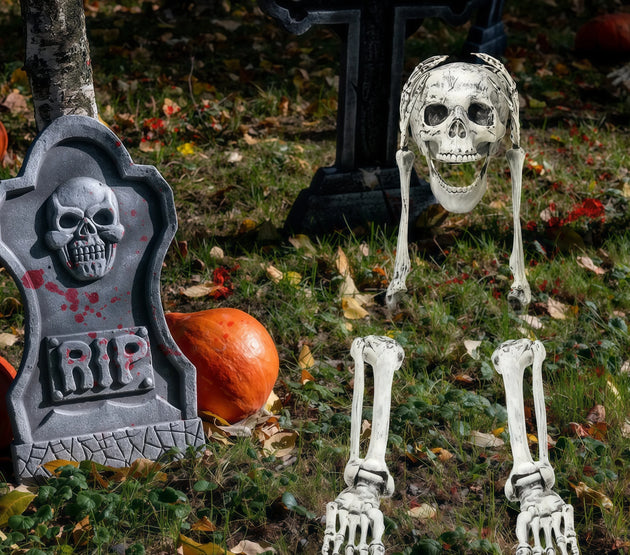 Halloween Skeleton Stake Decorations, Realistic Skeleton Arm Leg Bones, Spooky Yard Garden Halloween Decoration