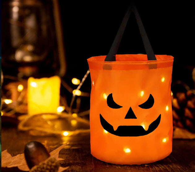 Halloween Handheld LED Lighting Pumpkin Bag Decoration Supplies Handbag Halloween Decoration Candy Bags