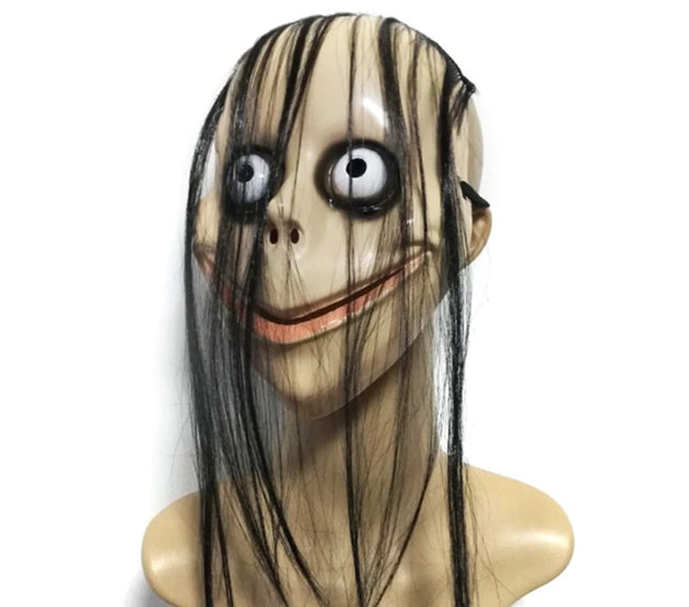 New Halloween Horror With Long Hair MO MO Mask Funny Mask V-shaped Mouth Mask With Hair Female Ghost Mask Roleplay MO Mask Masks
