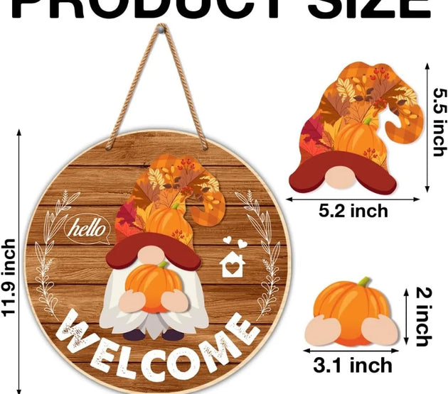 Interchangeable Gnome Welcome Sign Halloween Door Decorations Summer Fall Changeable Wooden Gnomes Front Porch Decor Wall Hangin