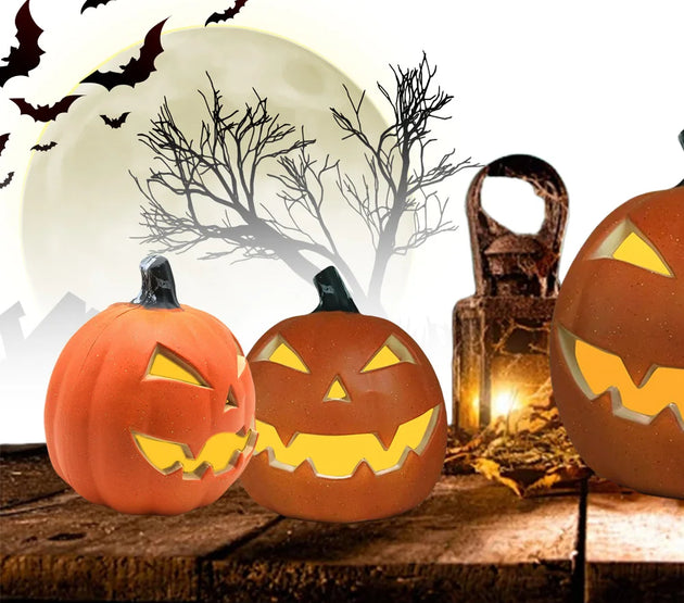 Halloween LED Pumpkin Lantern Decor Jack O Lantern Glowing Pumpkin Decor Lighted Pumpkin Ghost Festival Park Indoor Garden Decor