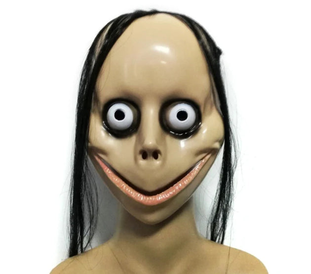 New Halloween Horror With Long Hair MO MO Mask Funny Mask V-shaped Mouth Mask With Hair Female Ghost Mask Roleplay MO Mask Masks