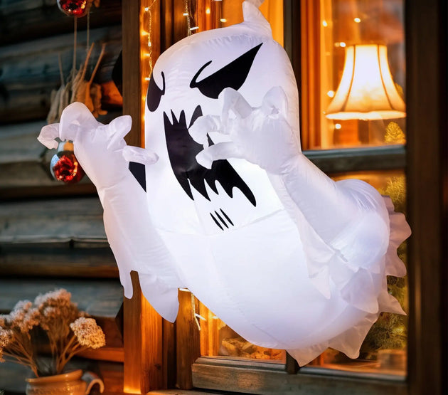 Joyfy 4.5FT Halloween Inflatable Decoration Outdoor Scary Flying Ghost Broke Out from Window with Built-in LED Blow Up Inflatabl