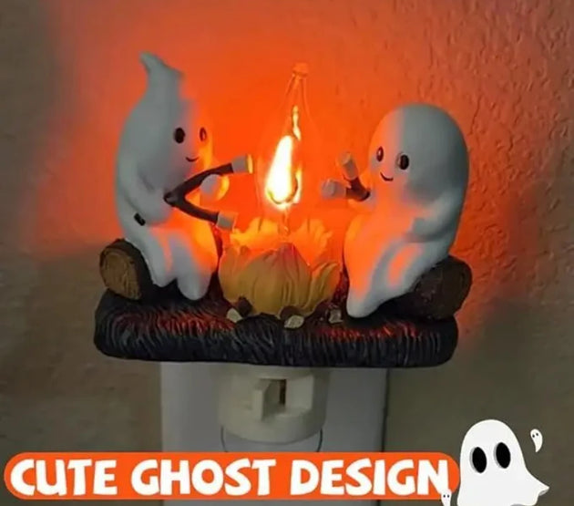 Halloween Ghost Campfire Fire Marshmallow Night Light Flickering Nightlight Gift