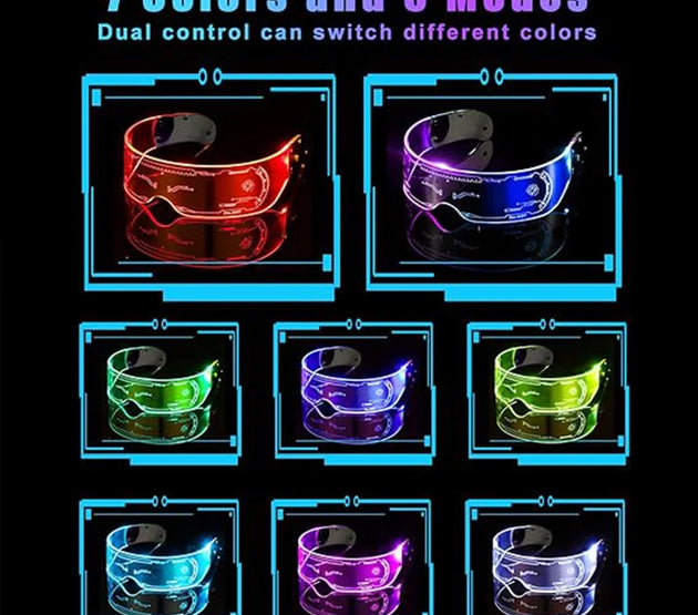 Halloween party glasses LED Light up cyberpunk Glasses glowing cool Goggles for man women Futuristic cosplay bar party props