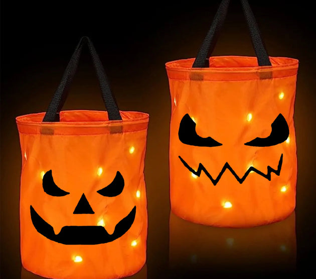 Halloween Handheld LED Lighting Pumpkin Bag Decoration Supplies Handbag Halloween Decoration Candy Bags