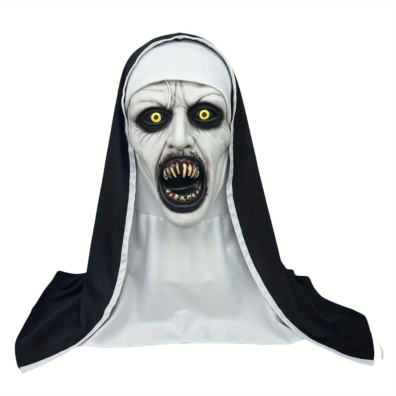 Halloween Horror Nun Mask - Synthetic Latex, Hand Wash, Street Style Horror Costume Accessories
