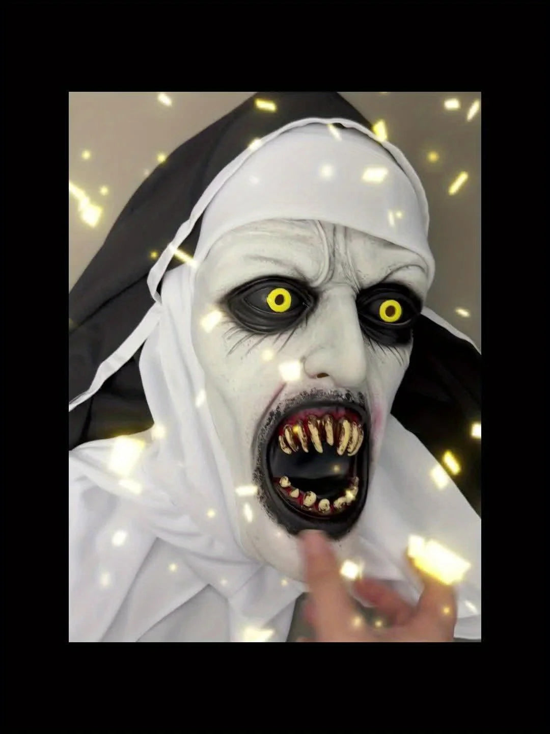 Halloween Horror Nun Mask - Synthetic Latex, Hand Wash, Street Style Horror Costume Accessories