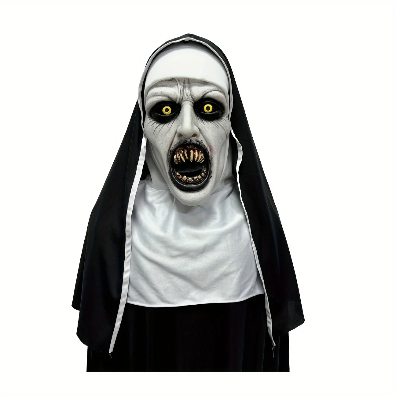 Halloween Horror Nun Mask - Synthetic Latex, Hand Wash, Street Style Horror Costume Accessories