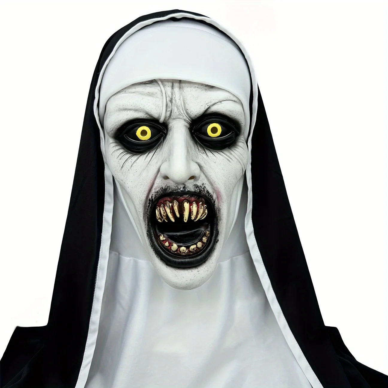 Halloween Horror Nun Mask - Synthetic Latex, Hand Wash, Street Style Horror Costume Accessories