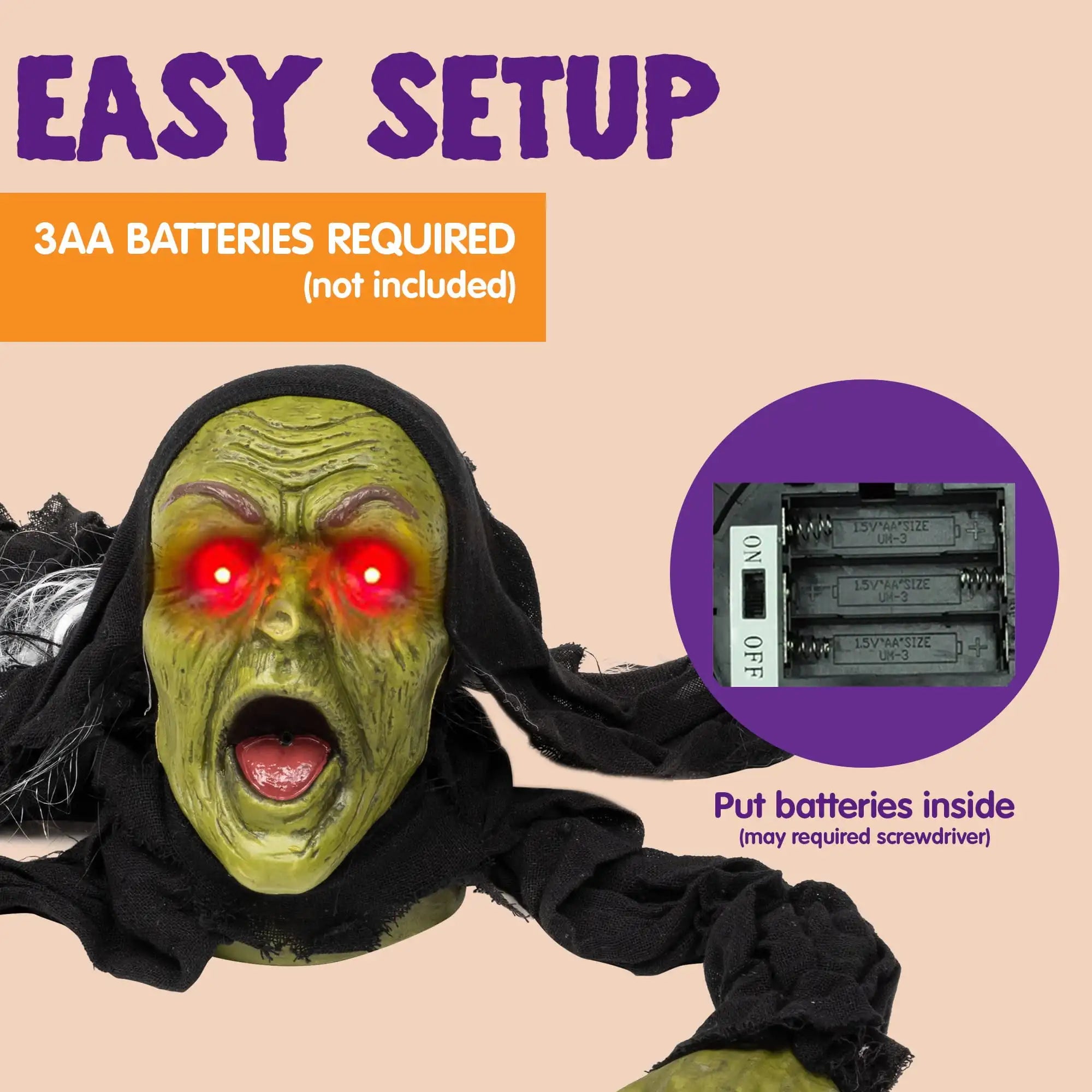 Joyfy Halloween Groundbreaker Halloween Decorations Zombie with Sound and Flashing Eyes Outdoor Scary Halloween Yard Decorations