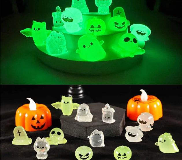 Luminous Micro Landscape Halloween Pumpkin Ghost Ornaments DIY Kit Resin Decoration Outdoor Patio Lawn Yard Garden Accessories