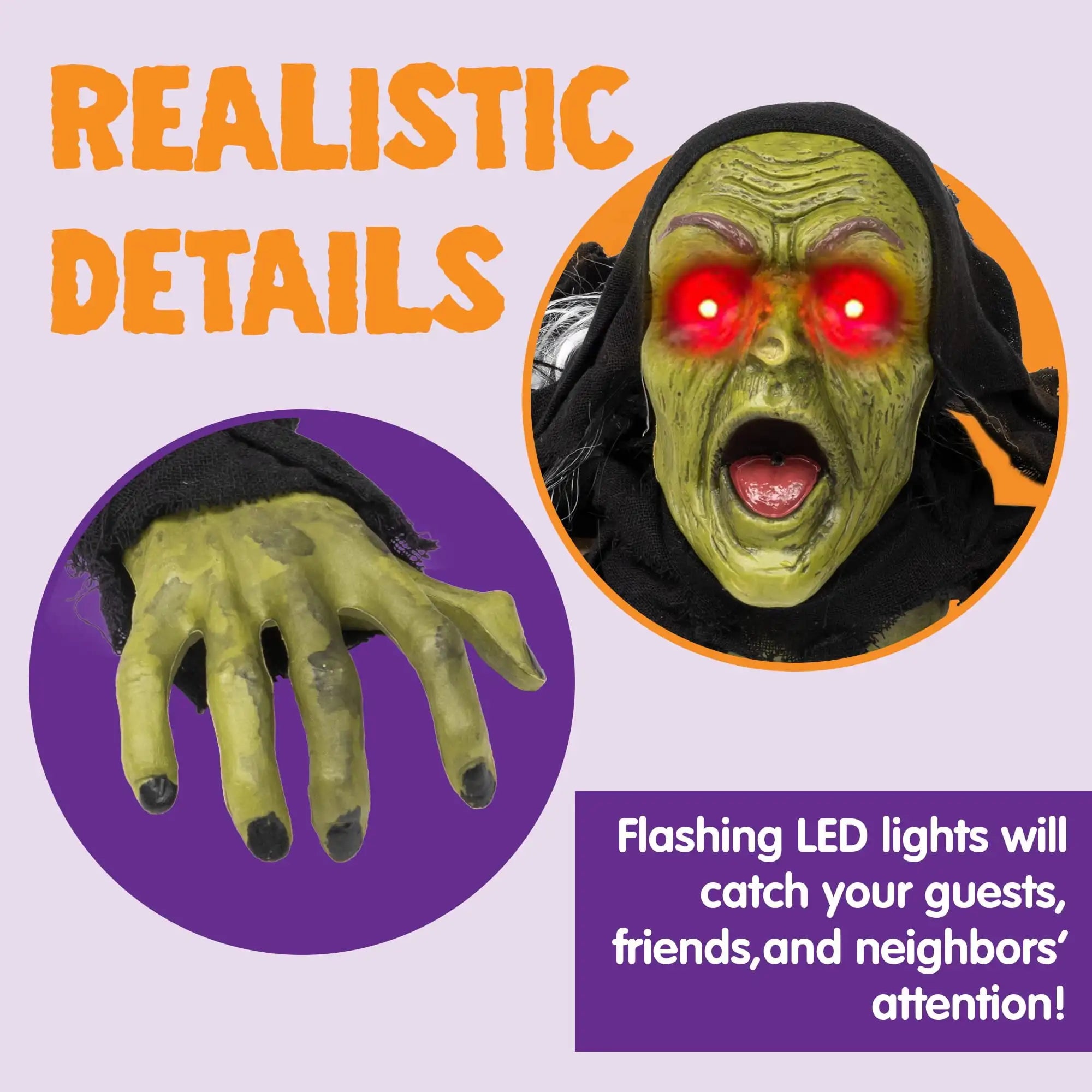 Joyfy Halloween Groundbreaker Halloween Decorations Zombie with Sound and Flashing Eyes Outdoor Scary Halloween Yard Decorations