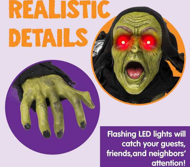 Joyfy Halloween Groundbreaker Halloween Decorations Zombie with Sound and Flashing Eyes Outdoor Scary Halloween Yard Decorations