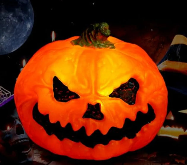 Halloween LED Light Up Pumpkin Decoration: 6.68 Inch Plastic Lighted Pumpkin for Tabletop Garden Outdoor Kitchen Indoor Decorat