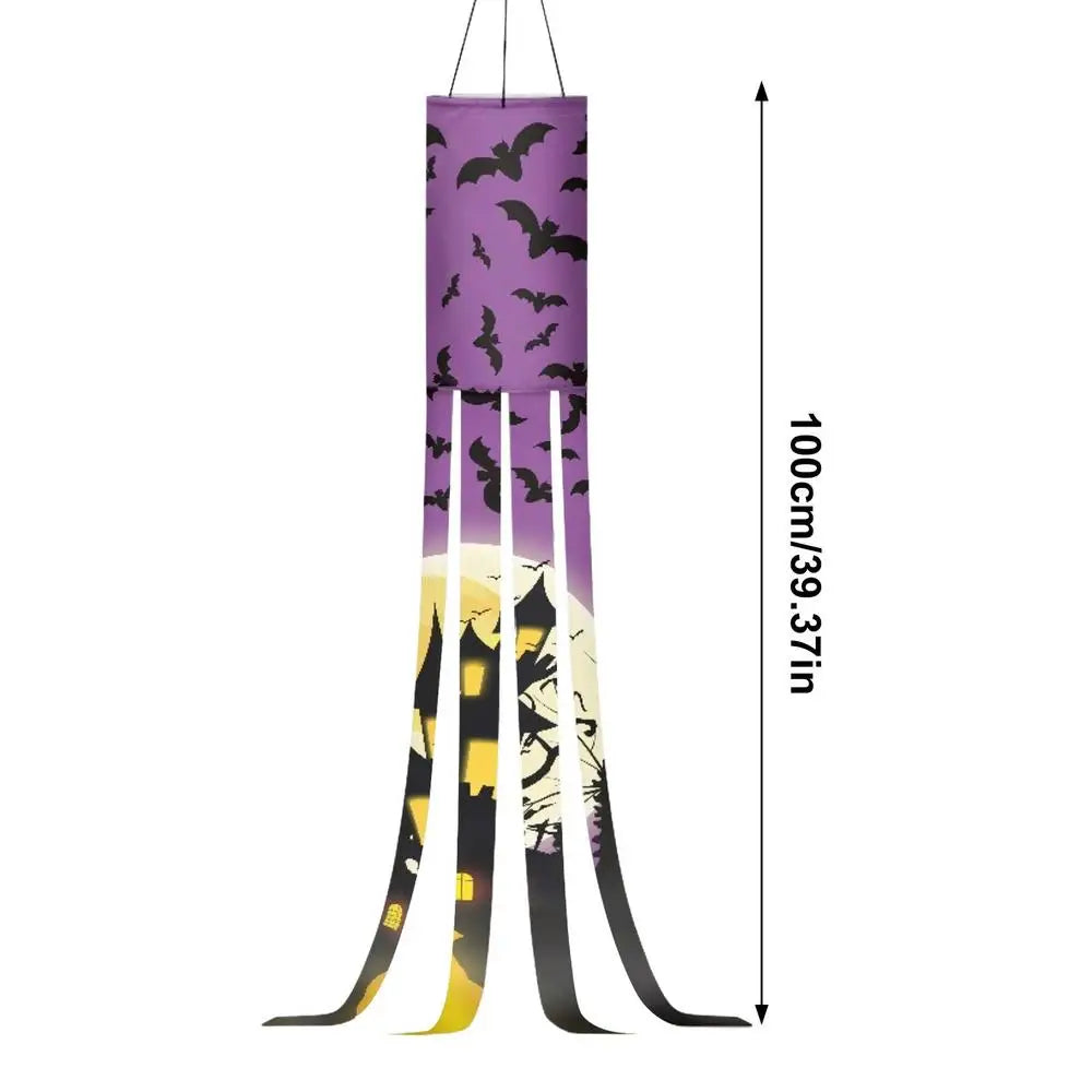Halloween Wind Sock Flying Halloween Windsock Ghost Decorations Flag 100Cm/39 Inches Polyester Halloween Banners Holiday Party