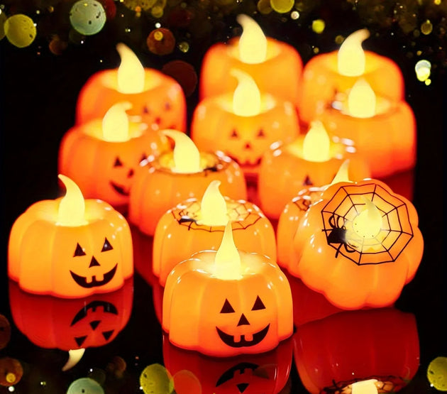 Halloween Candles with Lights: 2pcs, Pumpkin LED Candles, Perfect for Party Decoration and Haunted House Themes