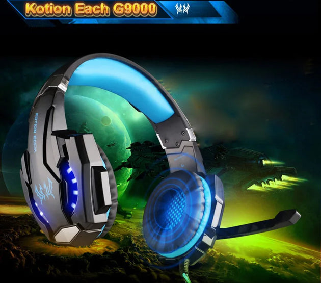 G9000 Gaming Headset Over-Ear Wired Headphones Adjustable Bass Stereo LED Light Earphone With Mic For Laptop Desktop PS5 Headset