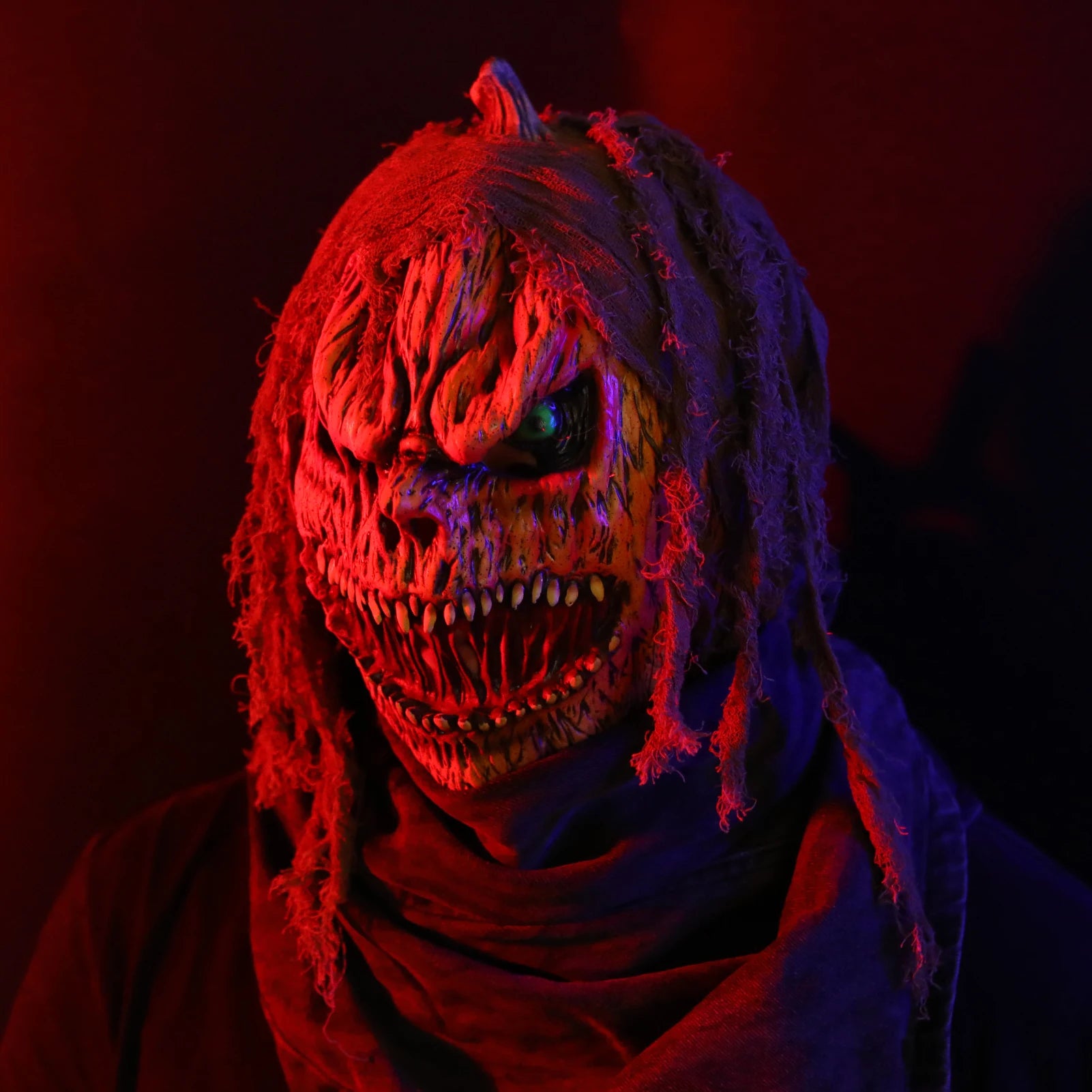 Halloween Scary Pumpkin Braided Wig Ghost Party Cosplay Mask for Women Horror Role Play Costume Accessory