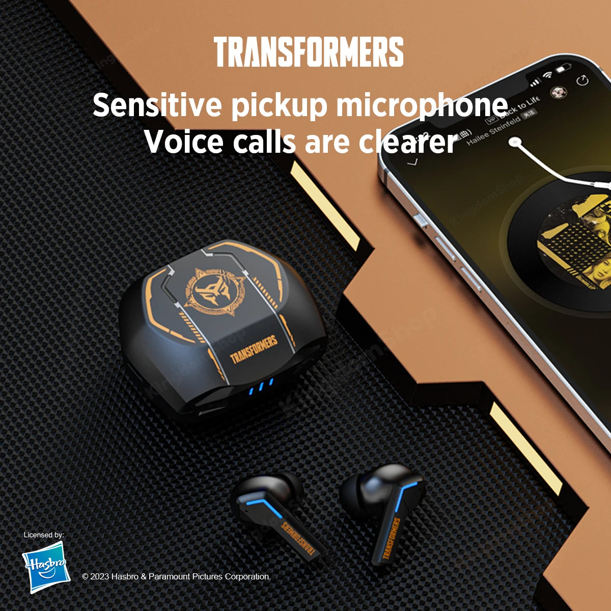 Ship From US Transformers TF-T06 Bluetooth Earphones Gaming Headset Low Latency with Mic Headphones HD Call Wireless Earbuds