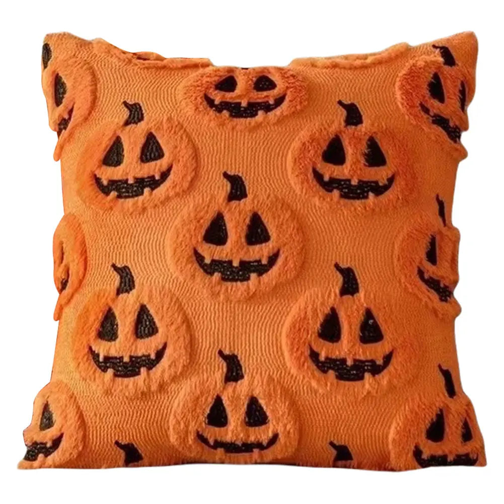 Halloween Ghost Pumpkin Pillowcase Washable Plush Faux Fur Pillowcase Ghost&Pumpkin Pillow Cover for Home Party Pumpkin Decor