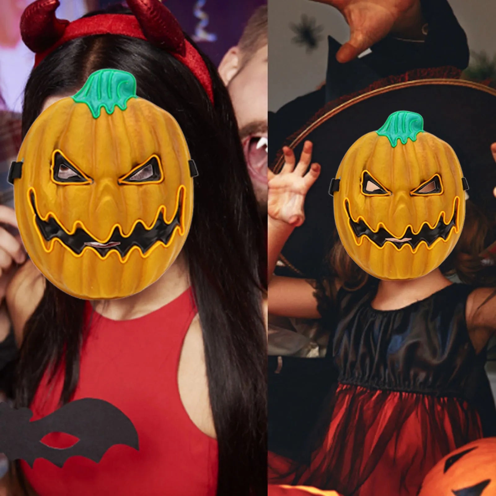 Halloween Pumpkin Mask Lifelike Design LED Luminous Novelty Scary Pumkin Mask 3 Lighting Modes For Men Women Mask Parties