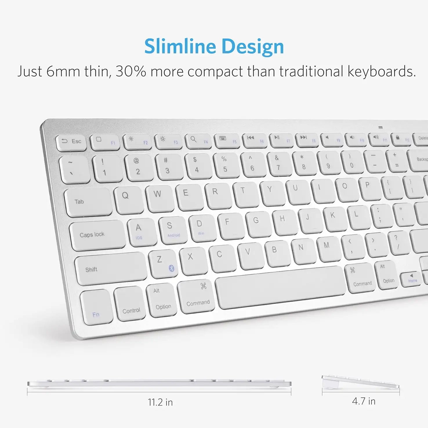 Anker Ultra Compact Slim Profile Wireless Bluetooth Keyboard for iOS, Android, Windows and Mac