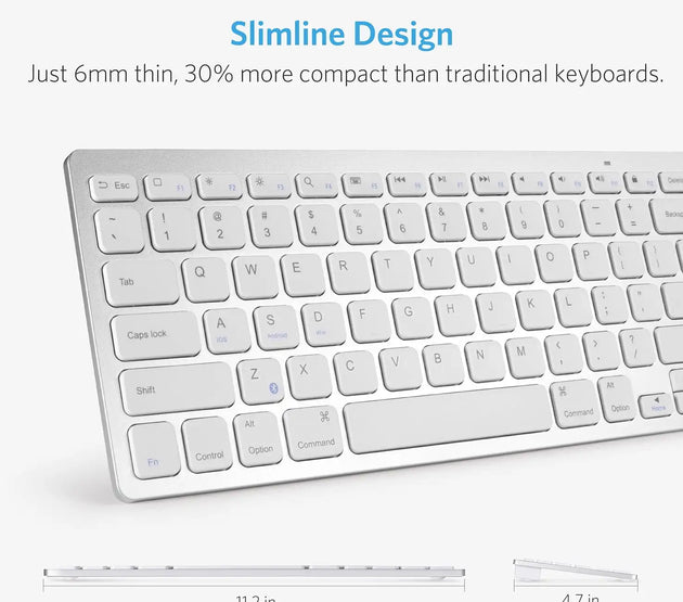 Anker Ultra Compact Slim Profile Wireless Bluetooth Keyboard for iOS, Android, Windows and Mac
