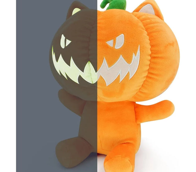 Cute Halloween Pumpkin Head Plush Toy - Glow-in-The-Dark Super Soft Pumpkin Doll for Halloween Decoration and Gift