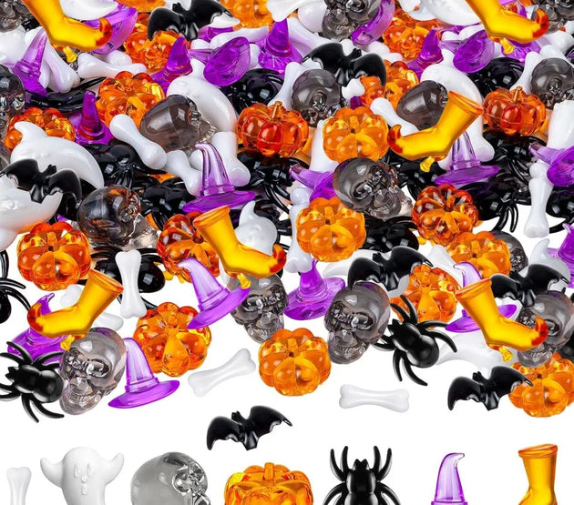 120 pcs halloween vase filler, mini acrylic witch hats pumpkin ghost skull bat spider for centerpieces table decorations