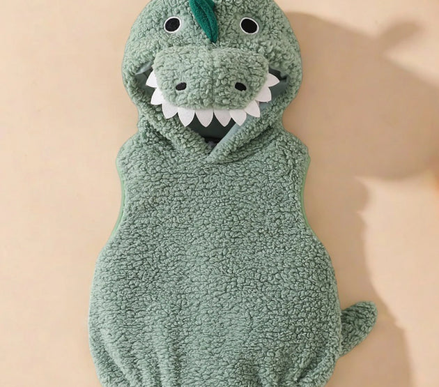 Toddler Halloween Dragon Costume Soft Sleeveless Hooded Jumpsuit Dress-up Outfit Funny Party Apparel for Kids