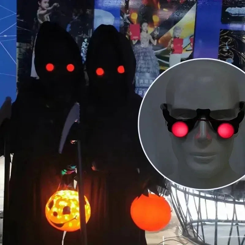 1/5pcs Halloween Horror Red Eye Glasses Led Glowing Glasses Scary Horror Eyewear Cosplay Party Funny Luminous Glasses Props