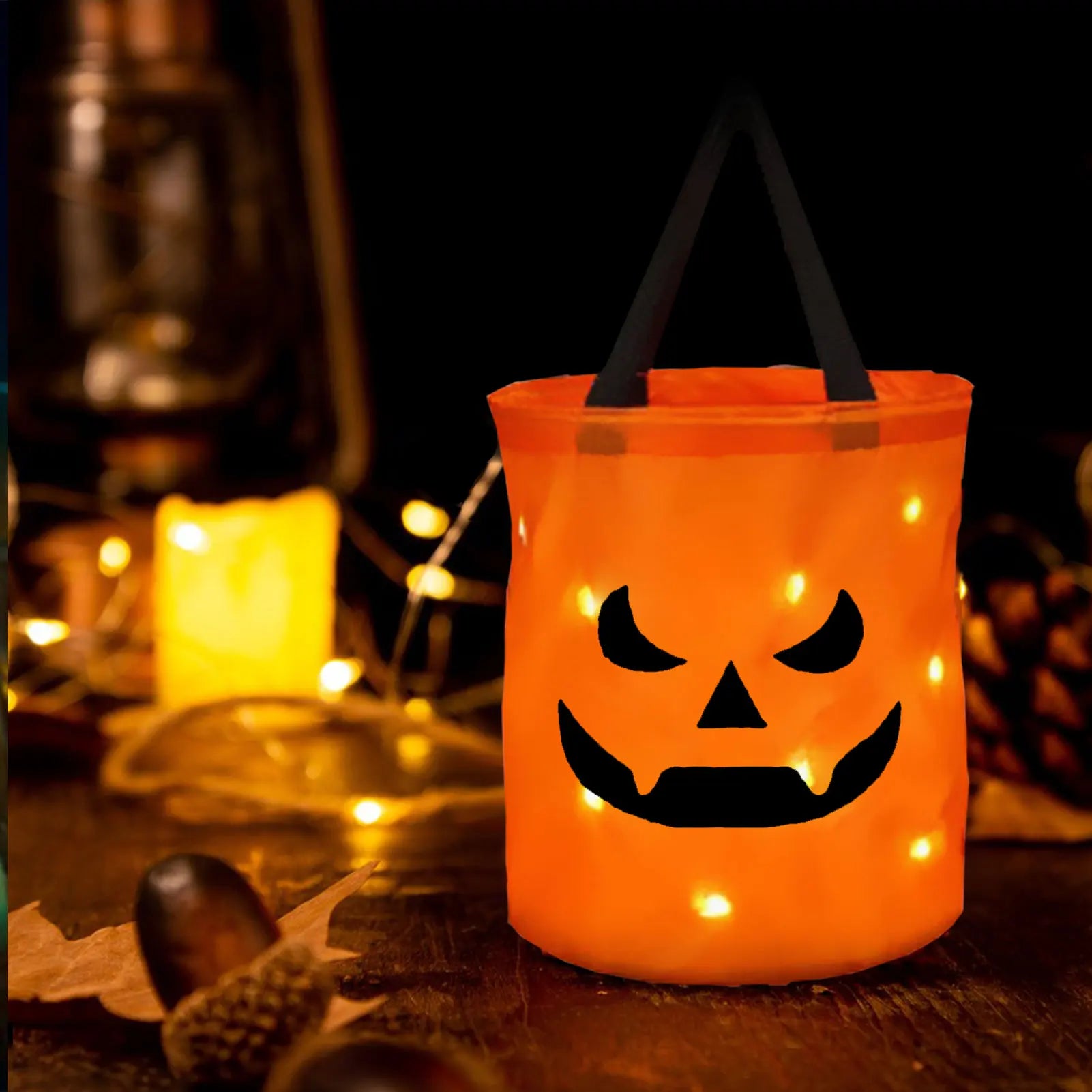 Halloween Handheld LED Lighting Pumpkin Bag Decoration Supplies Handbag Halloween Decoration Candy Bags