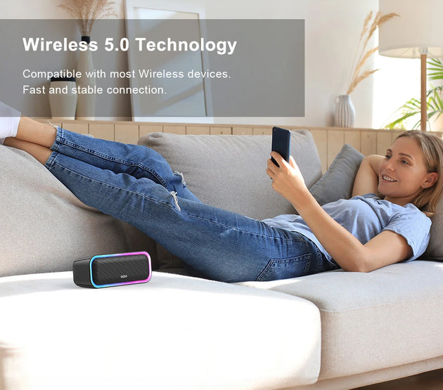 DOSS Bluetooth 5.0 Speaker Powerful 20W Stereo Sound Extra Bass Sound Box IPX6 Waterproof TWS Pairing Wireless Portable Speakers