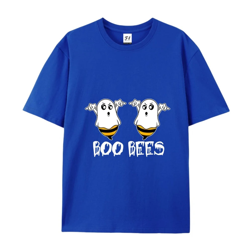 Boo Bees Funny Humor Graphic T-Shirt Casual Round Neck Short Sleeve Tee For Halloween Gift For Kids Him Her Halloween Theme wear