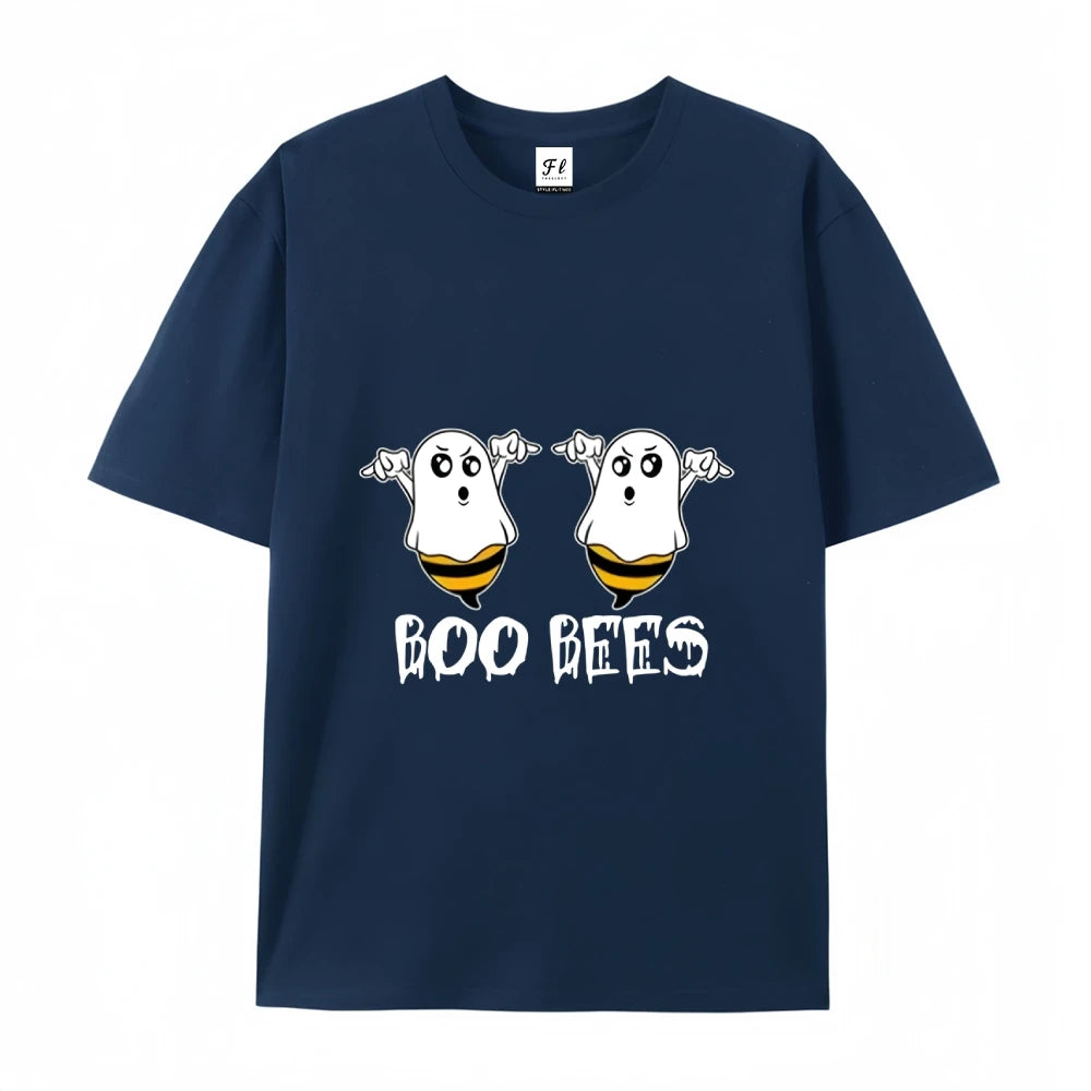 Boo Bees Funny Humor Graphic T-Shirt Casual Round Neck Short Sleeve Tee For Halloween Gift For Kids Him Her Halloween Theme wear