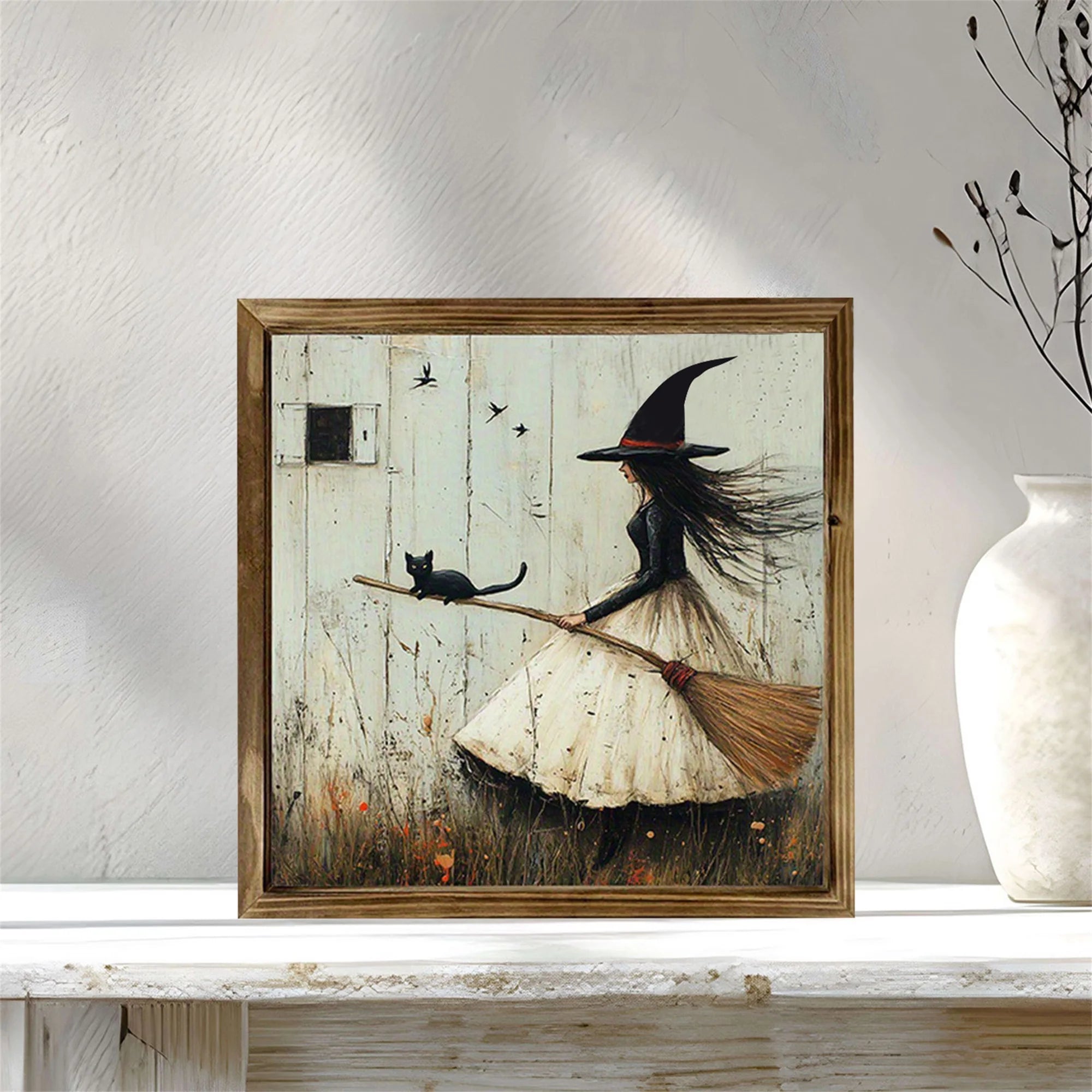 Halloween Wooden Signs Pumpkin Ghost Bat Pattern Picture Photo Frame Table Decor Party Supplies and Decorations