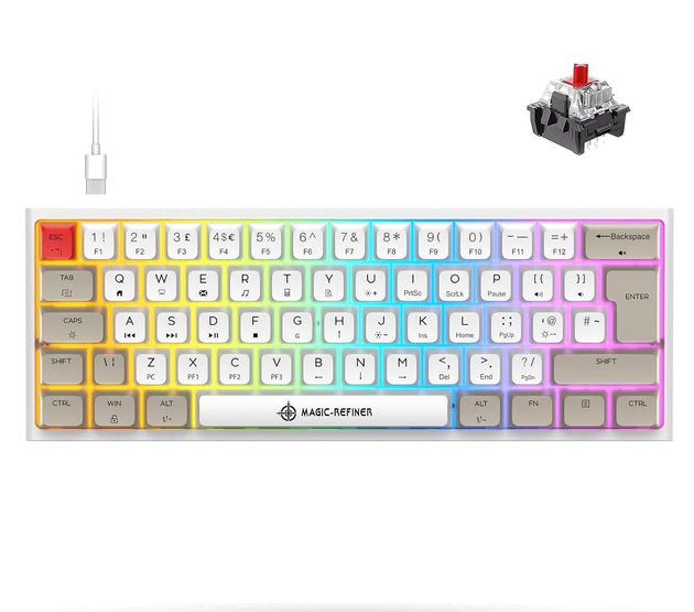 FELICON 60% Portable Mechanical Gaming Keyboard, 14 Chroma RGB Backlight, Dye-Sublimation Keycap, Type C Wired, Full Anti-ghosti
