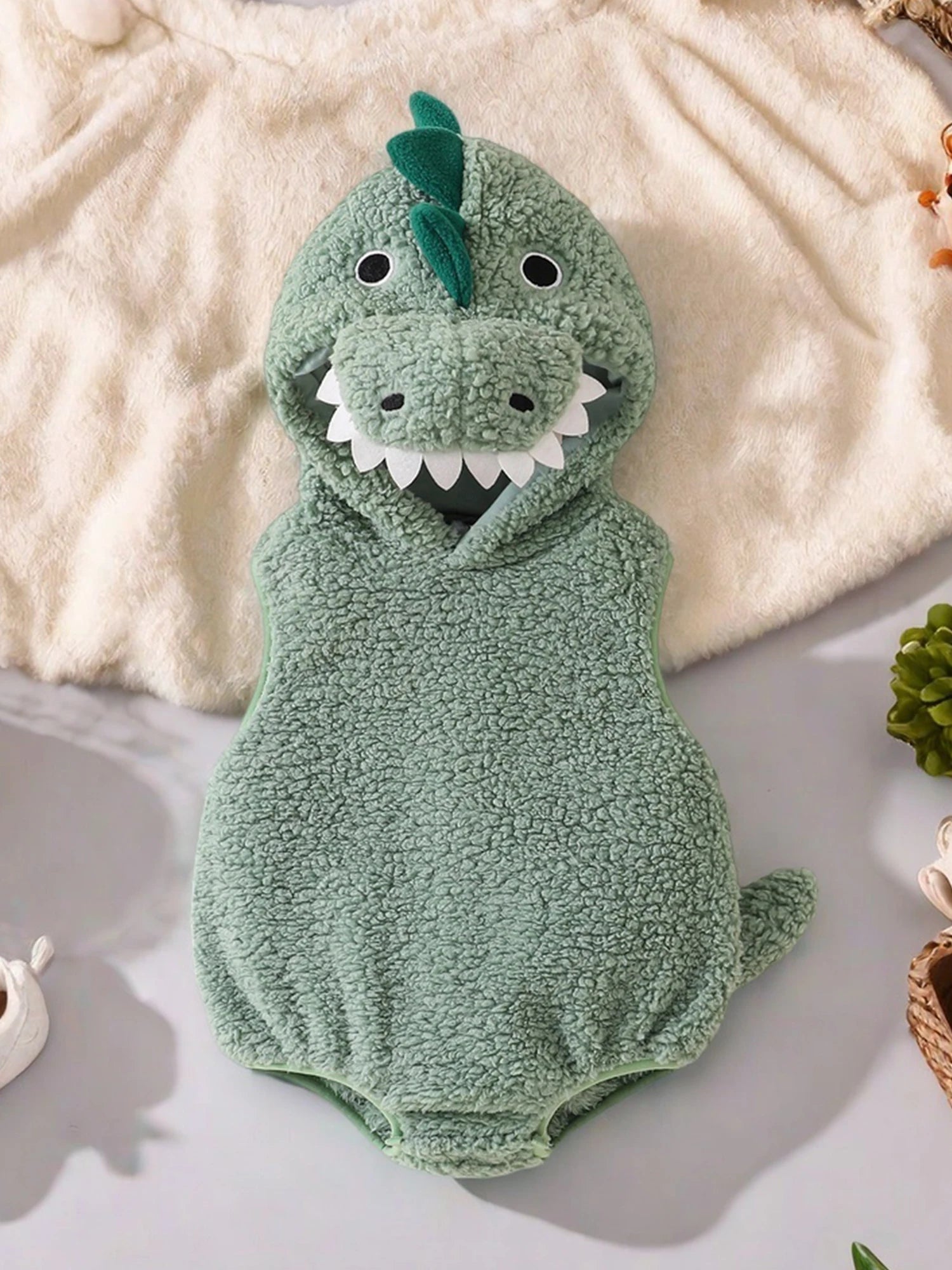 Toddler Halloween Dragon Costume Soft Sleeveless Hooded Jumpsuit Dress-up Outfit Funny Party Apparel for Kids