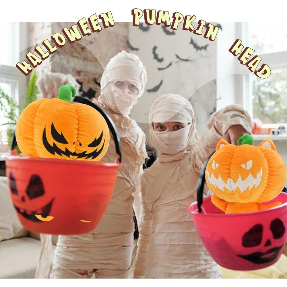 Cute Halloween Pumpkin Head Plush Toy - Glow-in-The-Dark Super Soft Pumpkin Doll for Halloween Decoration and Gift
