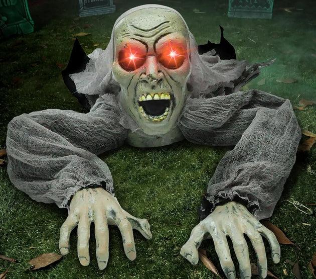 Joyfy Halloween Groundbreaker Halloween Decorations Zombie with Sound and Flashing Eyes Outdoor Scary Halloween Yard Decorations