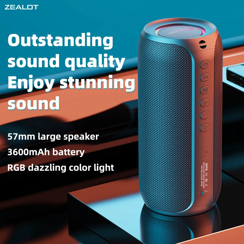 ZEALOT Original S32MAX Wireless Bluetooth Speaker Portable IPX5 Waterproof Outdoor Stereo Bass Music Track Speaker
