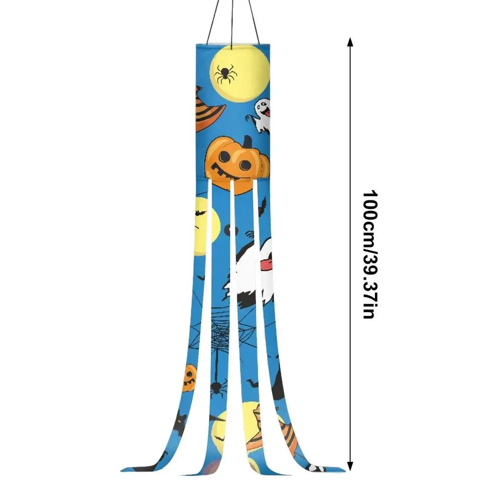 Halloween Wind Sock Flying Halloween Windsock Ghost Decorations Flag 100Cm/39 Inches Polyester Halloween Banners Holiday Party