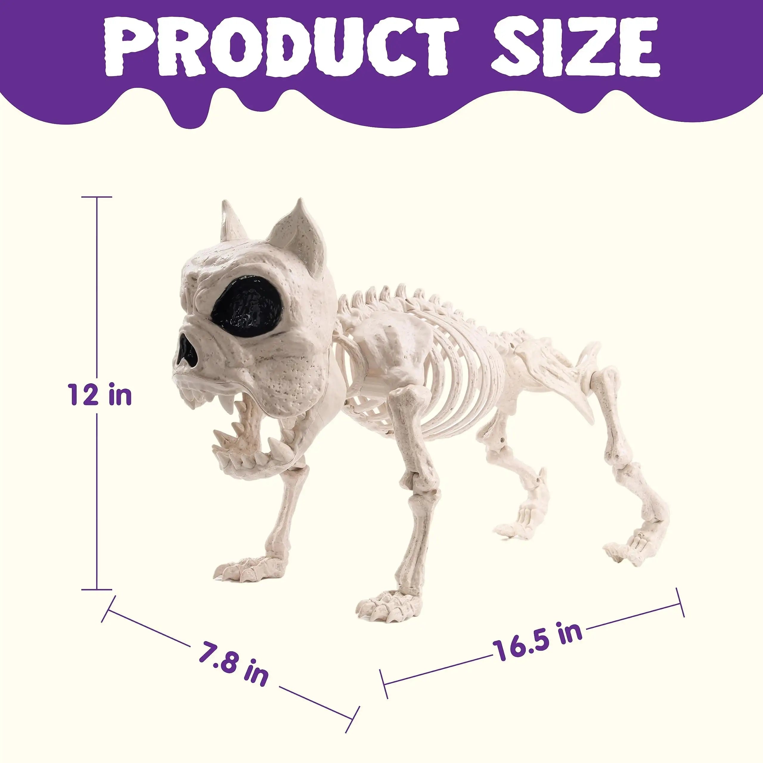 Joyfy 16 Inch Halloween Skeleton Dog Skeleton Pose-N-Stay Plastic Skeleton Bones for Hallowmas Decoration Haunted House Party