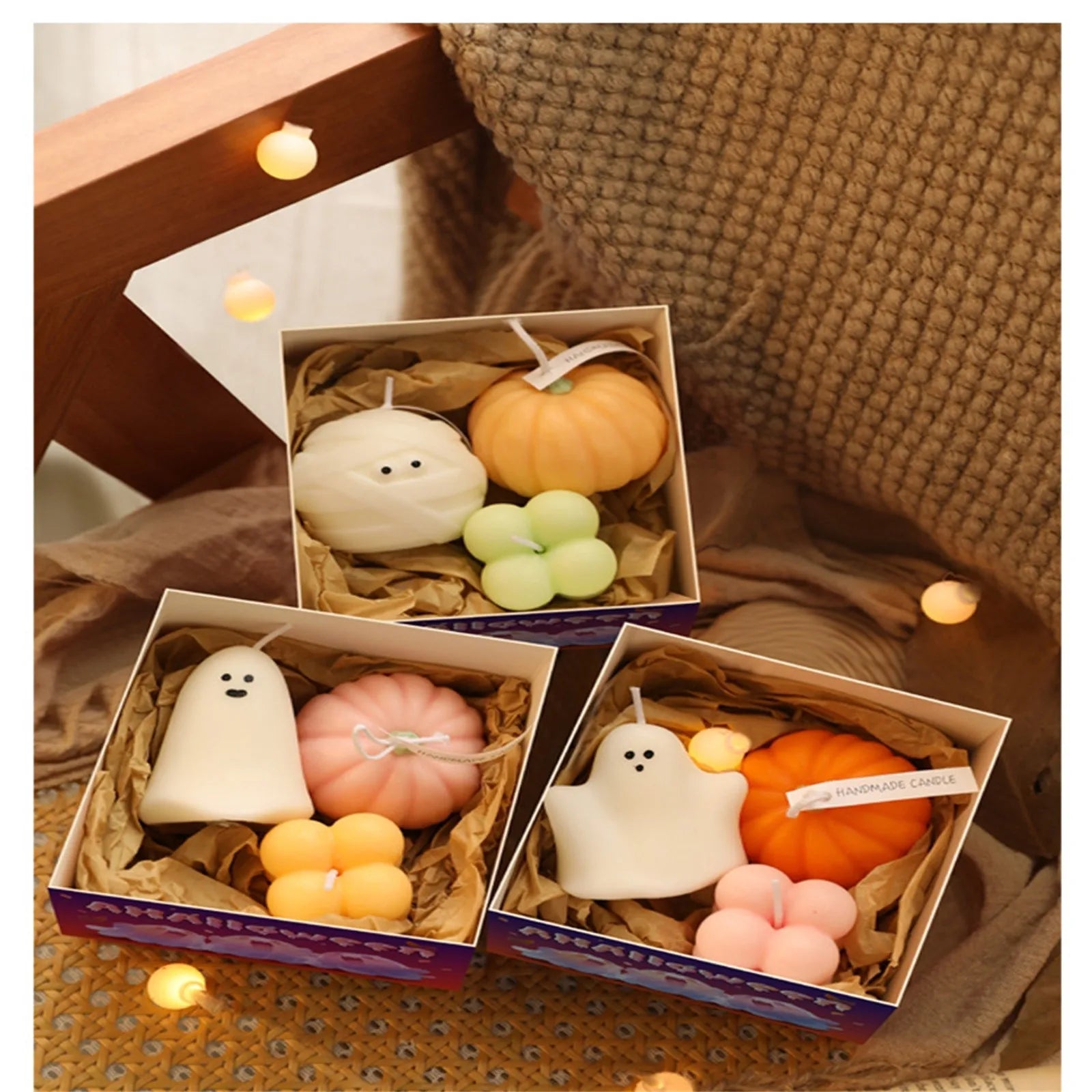 Halloween Ghost Candle Gift Set Halloween Atmosphere Aromatherapy Candles Can Be Used As Holiday Gifts Or Home Decorations