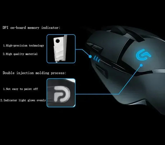 Logitech G402 Hyperion Fury Wired Gaming Mouse 4000 DPI Lightweight 8 Programmable Buttons Optical E-Sport Mouse
