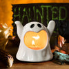 4.3" Halloween Ceramic Ghost Candle - Glowing Tealight for Cozy Holiday Decor